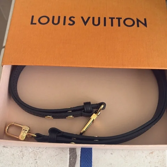 Authentic LV Black Leather Strap with Gold hardware - Picture 8 of 8